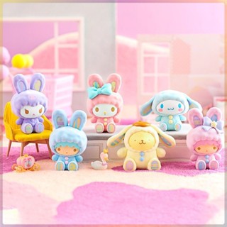 ฟิกเกอร์ รูปการ์ตูน Sanrio Bunny Series Mystery Box Melody Cinnamon Dog Kuromi เหมาะกับของขวัญ สําหรับตกแต่งโต๊ะ