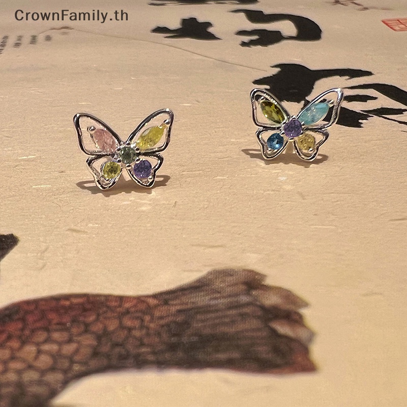 crownfamily-ใหม่-ต่างหูเพทาย-คริสตัล-รูปผีเสื้อ-เครื่องประดับ-สําหรับผู้หญิง-งานแต่งงาน-ปาร์ตี้-th