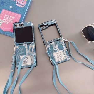 เคสโทรศัพท์มือถือแบบผ้ายีนแข็ง กันกระแทก พร้อมสายสะพายข้าง และกระเป๋า สําหรับ Samsung Galaxy Z Flip5 Z flip4 5G Flip3 flip4