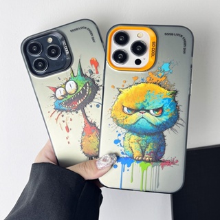 เคสป้องกันโทรศัพท์มือถือ TPU ลายภาพวาดสีน้ํามัน รูปการ์ตูนสัตว์ กันลื่น สําหรับ iPhone 14 Pro max Apple 13 12