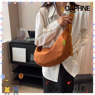 Daphne กระเป๋าสะพายไหล่ กระเป๋าถือ ผ้าแคนวาส ความจุขนาดใหญ่ สีพื้น เหมาะกับการพกพาเดินทาง ฟิตเนส แฟชั่นสําหรับผู้ชาย และผู้หญิง