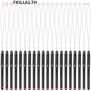 Faccfki 20 ชิ้น ต่อผม ห่วง เข็ม, เครื่องมือห่วงสังเคราะห์ พลาสติก, เครื่องมือตะขอ สเตนเลส สีดํา ที่สนเข็มดึง ตะขอ DIY เครื่องมือ