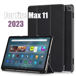 เคสแท็บเล็ตหนัง แบบพับได้สามทบ พร้อมขาตั้ง สําหรับ Amazon Fire Max 11 2023 Fire Max 11 นิ้ว Fire Max 11