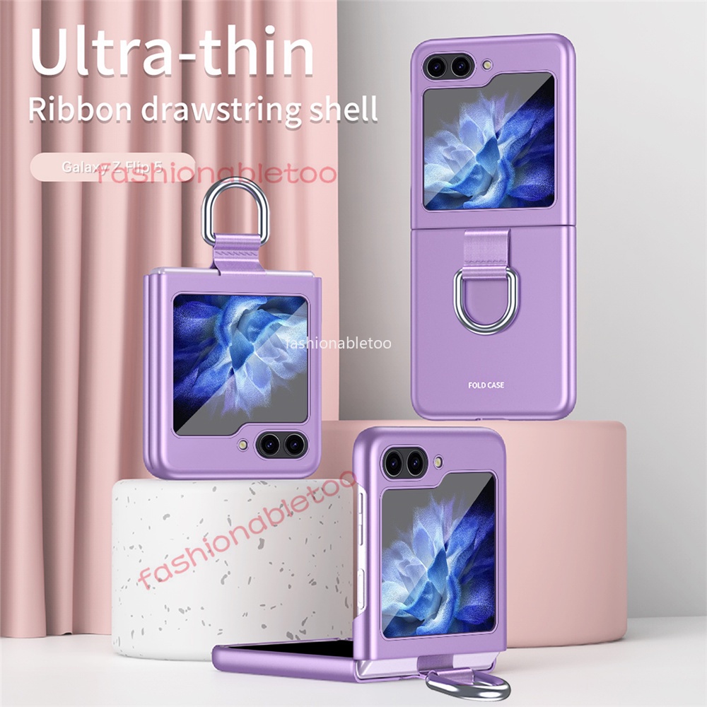เคสโทรศัพท์-pc-แบบแข็ง-ผิวด้าน-กันกระแทก-พร้อมแหวนขาตั้ง-สําหรับ-samsung-galaxy-z-flip-5-4-3-flip5-flip4-flip3-zflip5-zflip4-zflip3-2023