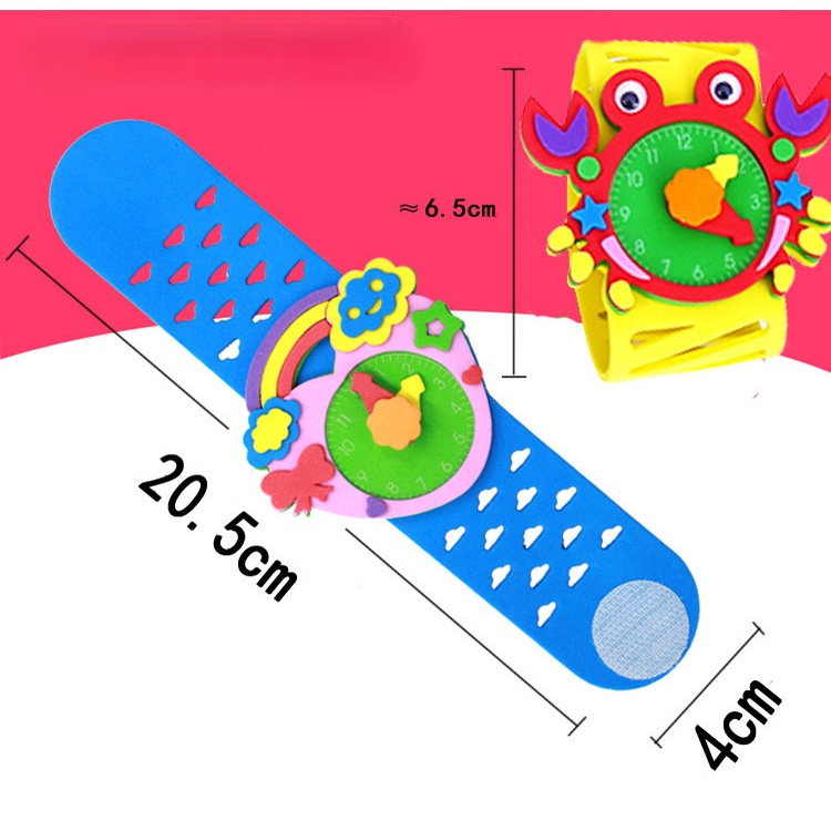 ใหม่-diy-นาฬิกากาว-อนุบาล-แฮนด์เมด-วัสดุแพ็ค-ลายการ์ตูนสัตว์-นาฬิกาเด็ก-ของเล่น