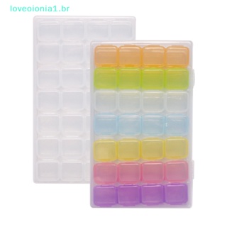 Loveoionia1 กล่องพลาสติก 28 ช่อง ปรับได้ สําหรับเก็บเครื่องประดับ เพชร ลูกปัด ยา งานฝีมือ