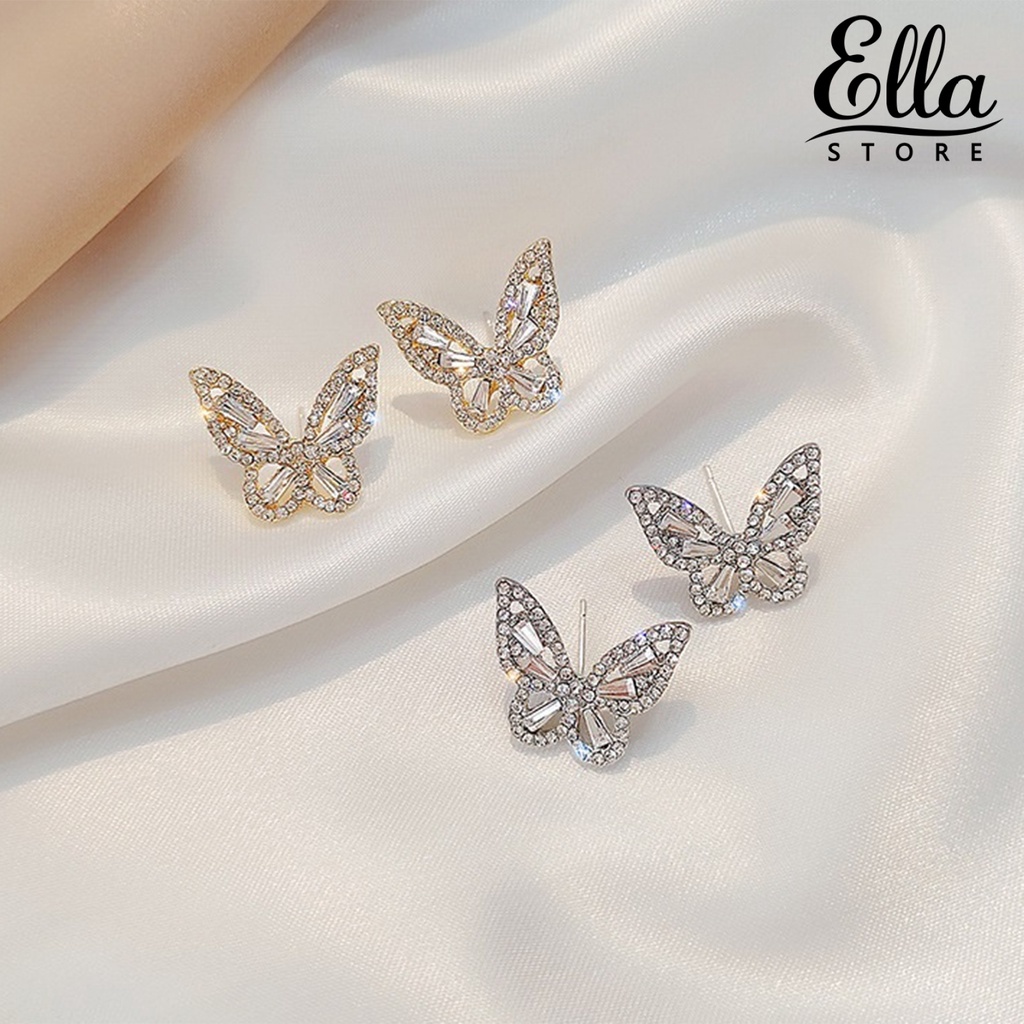 ellastore123-ต่างหูสตั๊ด-รูปผีเสื้อ-ประดับพลอยเทียม-คริสตัลเทียม-กลวง-ป้องกันสนิม-น้ําหนักเบา-เครื่องประดับ-สําหรับผู้หญิง-1-คู่
