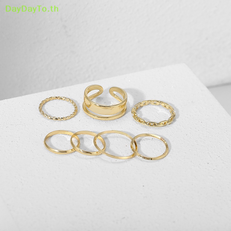 daydayto-ชุดแหวนแฟชั่น-ทรงเรขาคณิต-กลวง-สไตล์วินเทจ-เครื่องประดับ-สําหรับผู้หญิง-งานแต่งงาน-ปาร์ตี้-7-ชิ้น-ต่อชุด