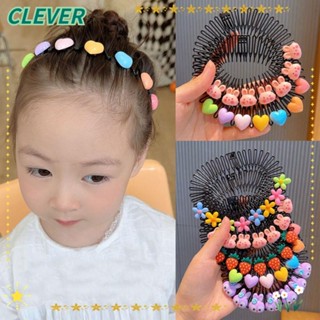 Clever ที่คาดผมสปริง วงกลม พลาสติก ปรับได้ หวียืด การ์ตูน ยืดหยุ่น คงที่ เครื่องประดับผมฟัน ฤดูใบไม้ผลิ ที่คาดผม ผู้หญิง เด็กผู้หญิง