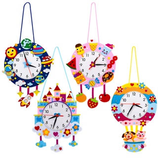 เด็ก DIY นาฬิกาแขวน ของเล่น ไม่ทอ การ์ตูน นาฬิกา จี้ เด็กอนุบาล นาฬิกาความรู้ งานฝีมือ เครื่องประดับ *-&amp;-