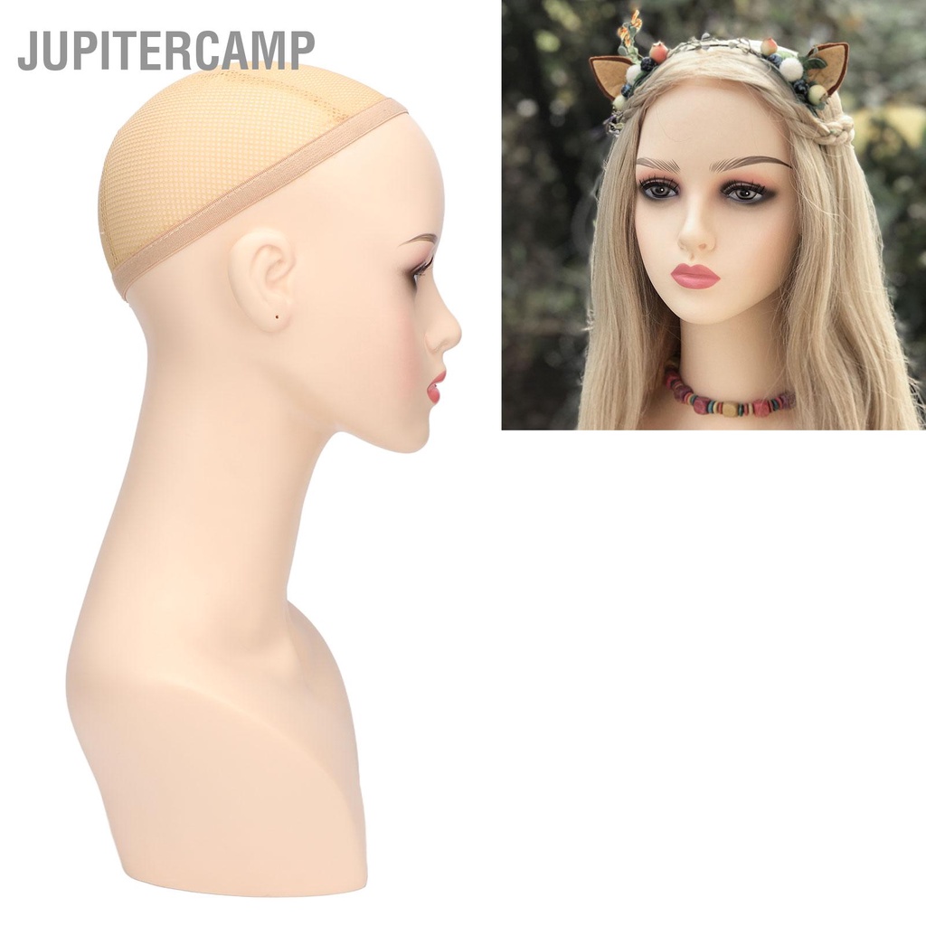 jupitercamp-หัวนางแบบหญิง-pvc-ทนต่อสภาพอากาศที่มั่นคงสีชมพูแต่งหน้านางแบบหัวโล้นหญิงสำหรับการแสดงเครื่องประดับวิกผม