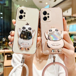 2023 New Casing เคส Redmi Note12 Note 12S Note 12 Pro+ Plus 4G 5G Phone Case Cute Duck Holder Stand with Silicone Wristband Protective Soft Case Redmi Note12 4G Back Cover เคสโทรศัพท