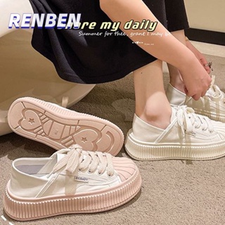 RENBEN บิสกิตกีฬาลําลอง ใหม่หนา soled ทุกนัดเปลือกหัวรองเท้าผ้าใบผู้หญิง