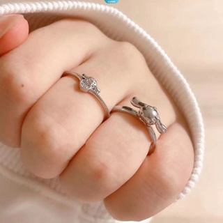 แหวนสวมนิ้วมือ ลาย Kawaii Sanrio Cinnamoroll สามารถปรับได้ เครื่องประดับ สําหรับผู้หญิง และผู้ชาย