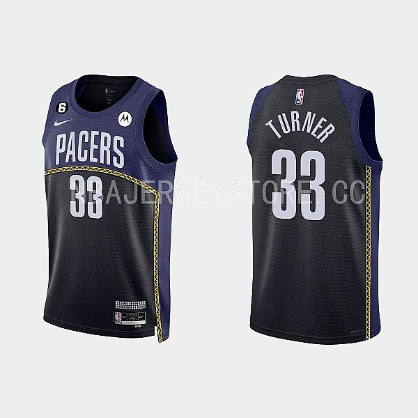 2022-2023-indiana-pacers-เสื้อบาสเก็ตบอลสีดำของผู้ชายสั้น-เสื้อยืดกีฬา