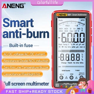 ✿CF✿มัลติมิเตอร์แบบชาร์จไฟได้ Smart Anti-burn คุณภาพสูง True RMS Multimetr Ohm Diode Meter (สีแดง)
