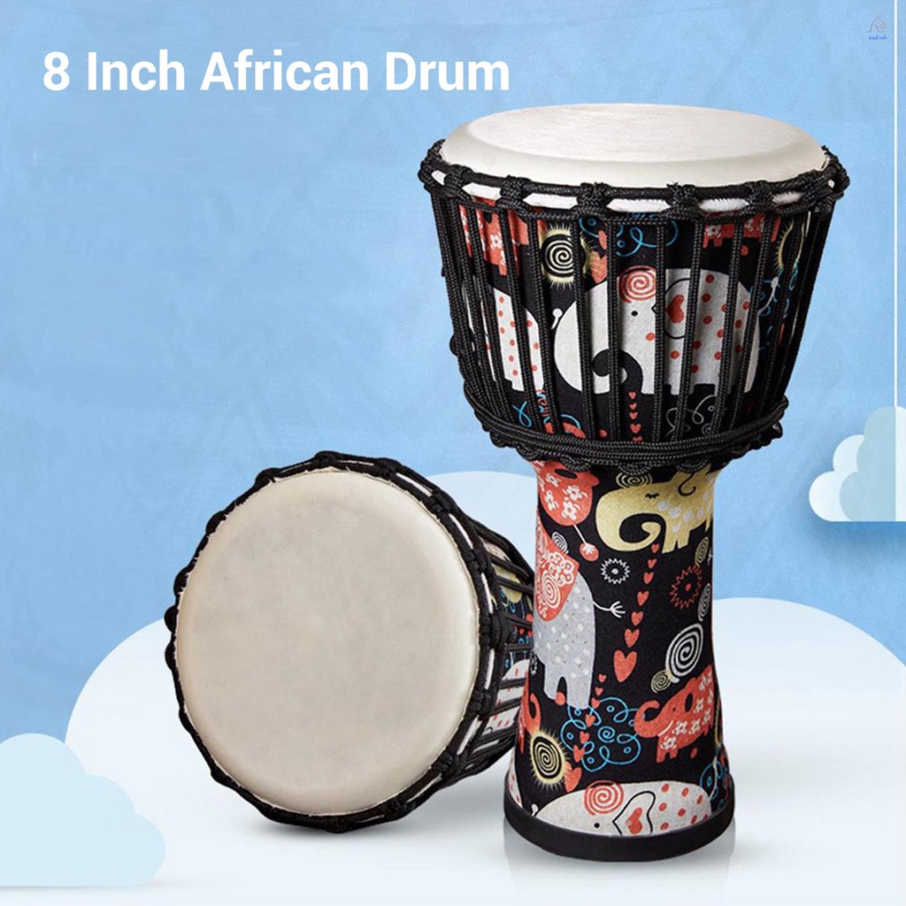 เครื่องดนตรีกลองแอฟริกัน-djembe-8-นิ้ว-แบบพกพา-สีสันสดใส