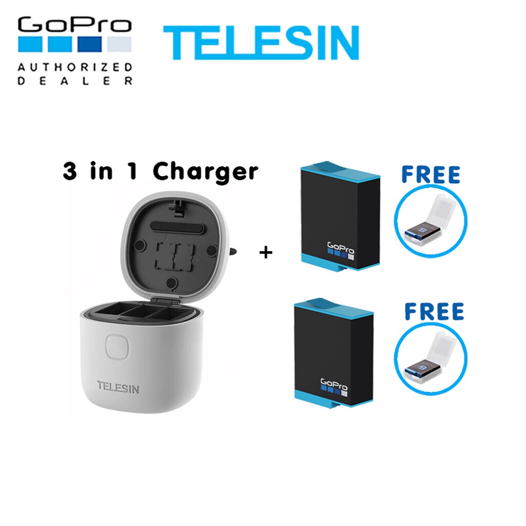 gopro-10-9-telesin-allin-box-3-in-1-charger-amp-card-reader-amp-storage-box-gopro-battery-x-2-ของโกโปรแท้-ประ