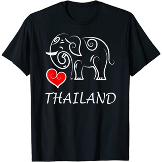 เสื้อยืดโอเวอร์ไซส์ช้างไทย มีคุณธรรมสูง เป็นมงคล ให้เกียรติ ศักดิ์สิทธิ์  Love Thailand Elephant Souvenir T-shirt คอกลม