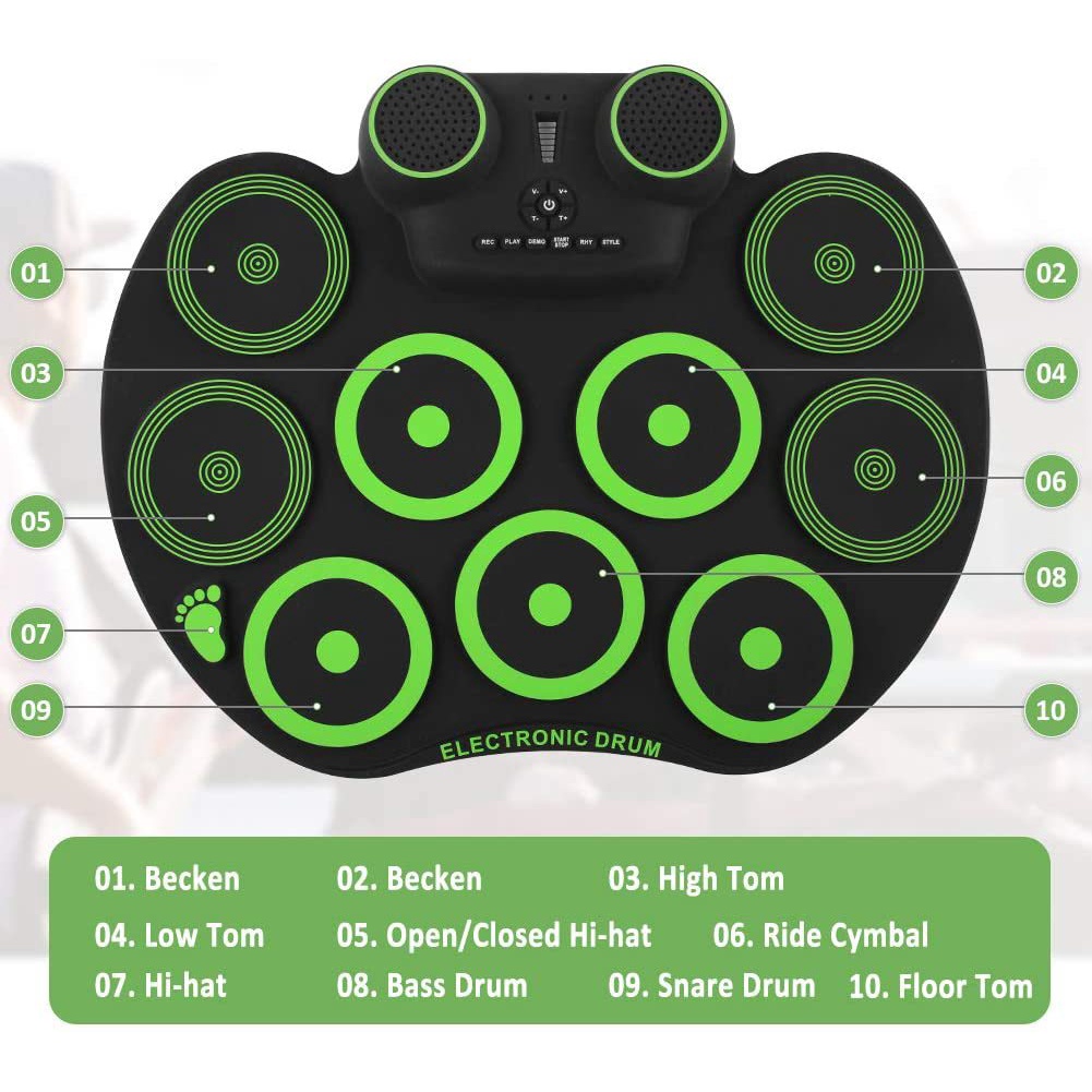 ม้วนมือ-กลองชุด-แบบพกพา-แผ่นรองกลองตั้งโต๊ะ-สนับสนุน-เกมกลองไฟฟ้า-dtx-แบตเตอรี่ลิเธียมในตัว-ม้วนมือ-กลองไฟฟ้า-drum