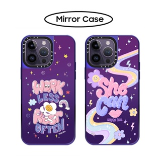 Casetify เคสโทรศัพท์มือถือแบบกระจกแข็ง ลาย Huyen Dinh She Can Purple สําหรับ iPhone 11 12 13 14 Pro Max
