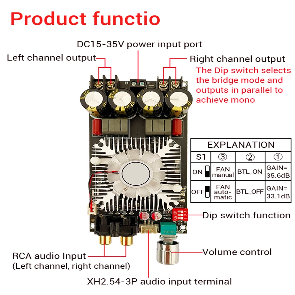 diymore-บอร์ดขยายเสียงดิจิทัล-dc15-35v-zk-1602-tda7498e-160w-160w-ช่องคู่-220w