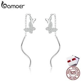 bamoer Genuine 925 Sterling Silver Flying Butterflies Light Stud Earrings for Women Fine Jewelry 2020 New Bijoux BSE436