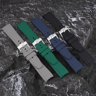 สายนาฬิกาข้อมือยางซิลิโคน ทรงโค้ง สําหรับ Rolex Water Ghost Seiko Oomega Watch Band 20 มม. 22 มม. MoonSwatch