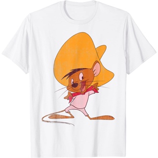  พิมพ์ลาย เสื้อยืดแขนสั้น พิมพ์ลายการ์ตูนอนิเมะ Looney Tunes Speedy Gonzales Red Hue Portrait แฟชั่นสําหรับผู้ชาย และผู้