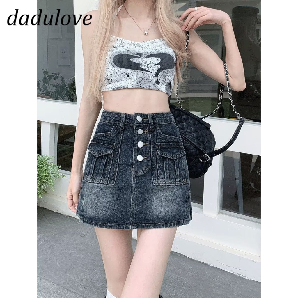 dadulove-new-american-style-ins-high-street-multi-breasted-denim-skirt-niche-high-waist-a-line-skirt-bag-hip-skirt