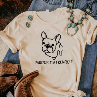 เสื้อยืด พิมพ์ลายกราฟฟิคอนิเมะ French Bulldog แฟชั่นฤดูร้อน สไตล์สตรีท สําหรับผู้หญิง