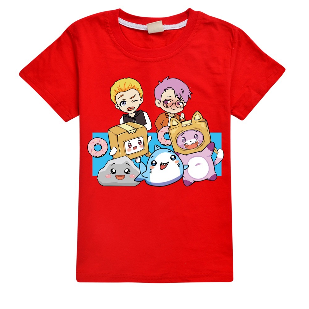 เสื้อยืดแขนสั้นลําลอง-พิมพ์ลายการ์ตูน-lankybox-สไตล์สปอร์ต-แฟชั่นสําหรับเด็กผู้ชาย-และเด็กผู้หญิง