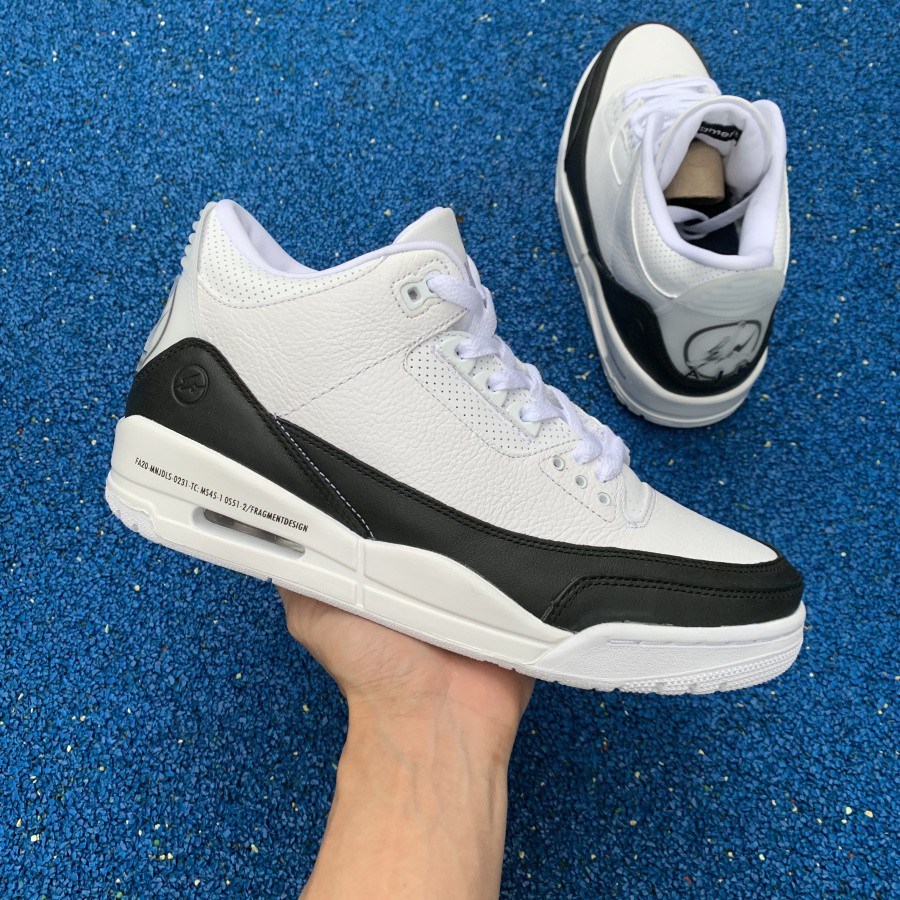 รองเท้าบาสเก็ตบอล Fragment X Air Jordan 3 retro สีดํา สีขาว AJ3 DA3595 ...