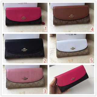 Slim Envelope Wallet F54022 ผู้หญิง ซิป พนัง ช่องเสียบการ์ดหลายช่อง แท้ COAC H กระเป๋าถือ กระเป๋าเงิน แฟชั่น