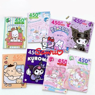 SANRIO สติกเกอร์ ลายซานริโอ้ Kuromi Cinnamoroll Melody สําหรับตกแต่งสมุดภาพ เครื่องเขียน DIY จํานวน 450 ชิ้น ต่อกล่อง