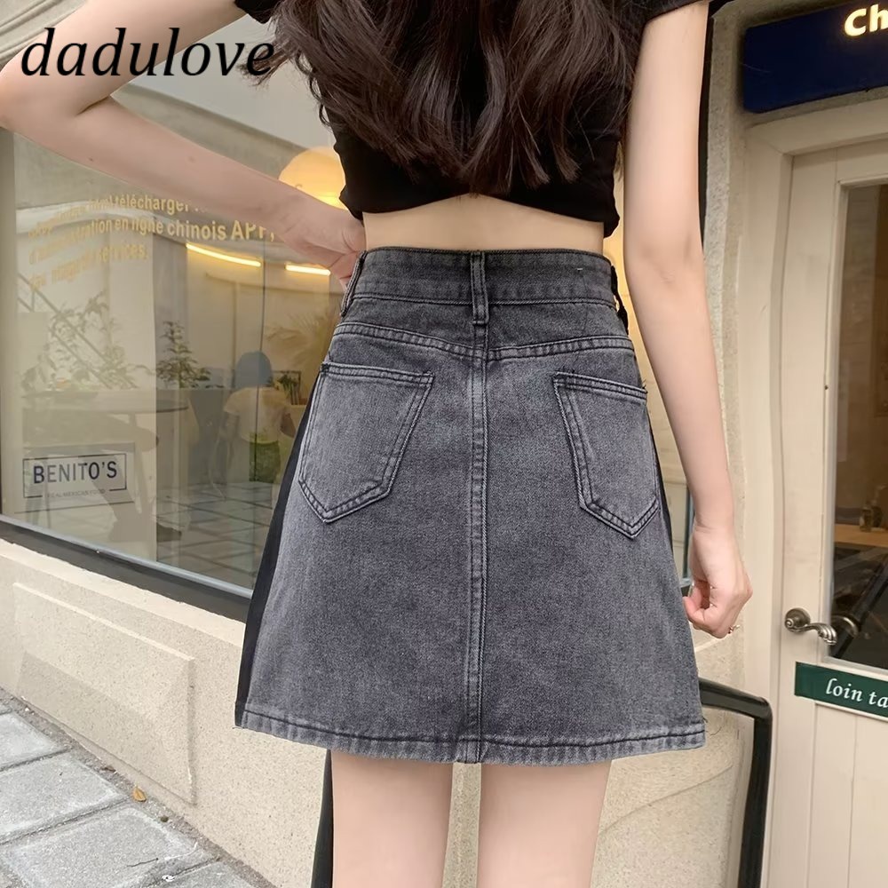 dadulove-new-american-ins-high-street-thin-stitching-denim-skirt-niche-high-waist-a-line-skirt-bag-hip-skirt