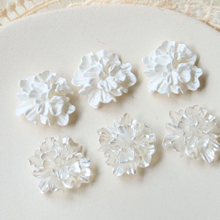 กิ๊บติดผมเรซิ่น ลายดอกไม้ 3D สีขาว สําหรับเคสโทรศัพท์ DIY 10 ชิ้น