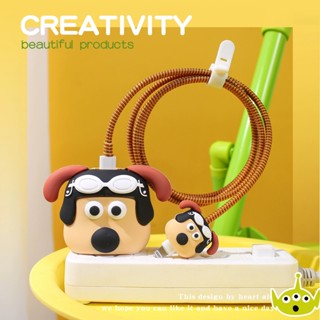 เคสป้องกันสายชาร์จโทรศัพท์มือถือ รูปการ์ตูนสุนัข 20w กันแตก ป้องกันการเสียรูป สีชมพู สําหรับ Apple