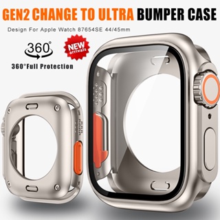 เคสกระจกนิรภัยกันรอยหน้าจอ 360 องศา สําหรับ Apple Watch 45 มม. 44 มม. IWatch Series 8 7 6 SE 5 41 มม. 40 มม.