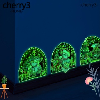 Cherry3 สติกเกอร์ PVC ลายรูหนูเรืองแสง กันน้ํา สําหรับติดตกแต่งผนังบ้าน ฮาโลวีน