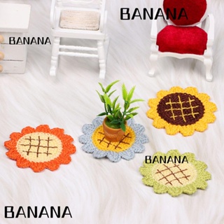 BANANA🍌 1:12 Scale Dollhouse Sunflower Carpet Floral Mat Doll Accessories Miniature Weaving Rug Gift Playing House Doll House Ornament Kids Toy Flower Shape Floor Coverings/Multicolor