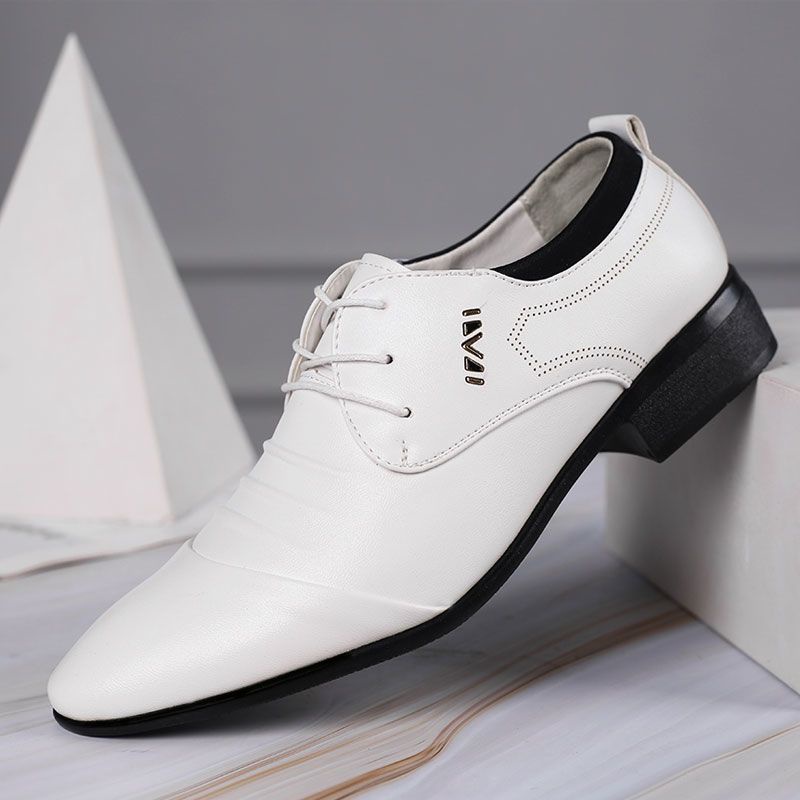 รองเท้าหนังสีขาว-ธุรกิจ-รองเท้าแต่งงาน-ระบายอากาศได้