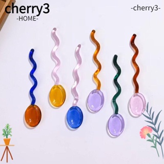 Cherry3 ช้อนแก้ว ด้ามจับยาว ทนความร้อนสูง สีสันสดใส สําหรับคนกาแฟ