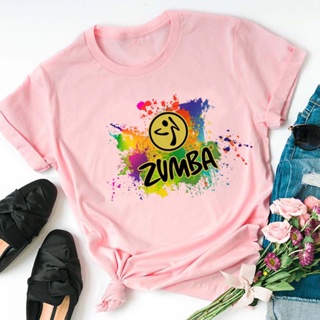 ใหม่ เสื้อยืดแขนสั้น ลาย Zumba Y2k สีชมพู สไตล์ญี่ปุ่น สําหรับผู้หญิง