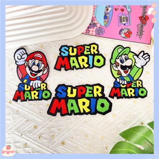 ♚ Super Mario Bros.แผ่นแพทช์เหล็ก ลายการ์ตูน สําหรับเล่นเกม ♚ แผ่นแพทช์รีดติดเสื้อ DIY จํานวน 1 ชิ้น