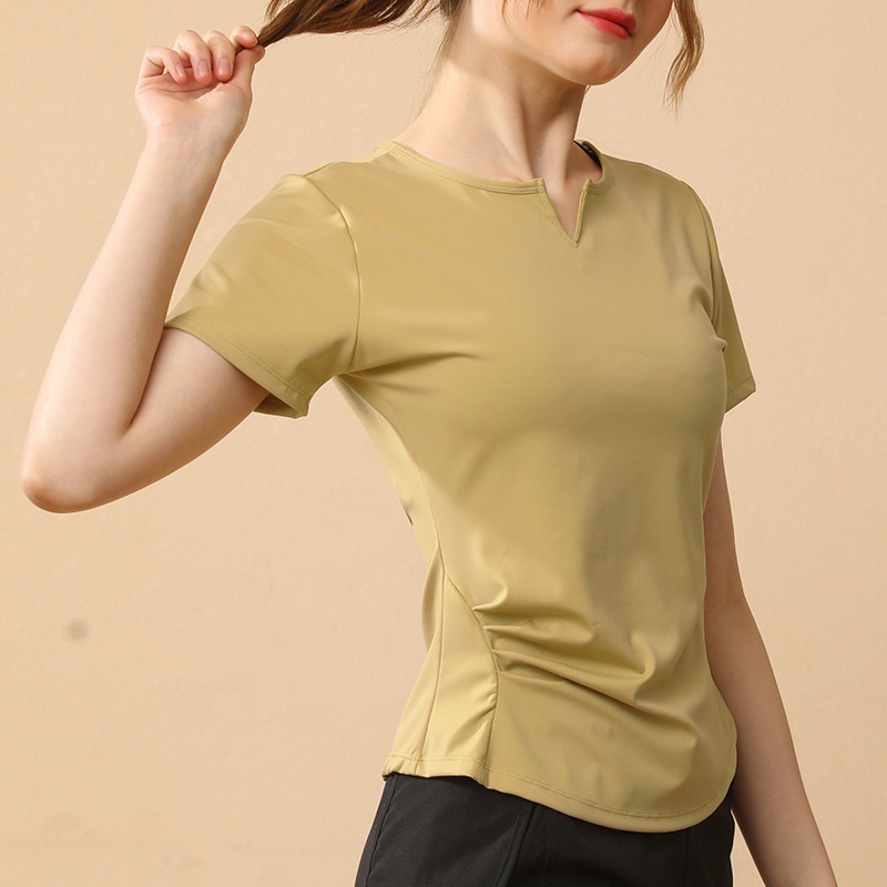 เสื้อยืดแขนสั้น-คอวี-เข้ารูป-แบบเป็นทางการ-สําหรับผู้หญิง