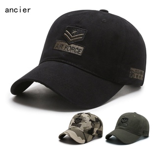Ancier หมวกเบสบอล ปักลายพราง สีเขียวทหาร ปรับได้ สําหรับทุกเพศ