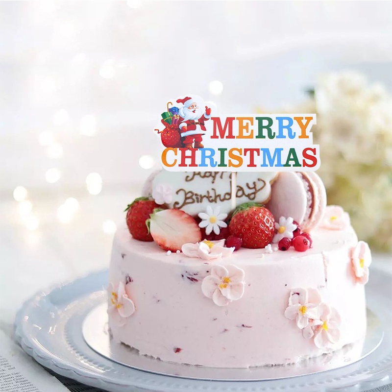 ท็อปเปอร์อะคริลิค-ลาย-happy-new-year-merry-christmas-สําหรับตกแต่งบ้าน-เค้ก-2024