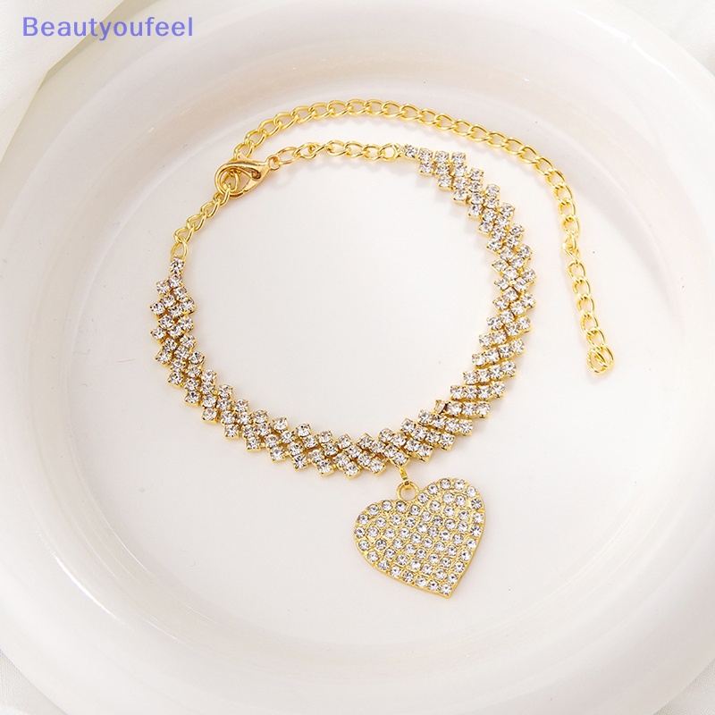 beautyoufeel-สร้อยข้อเท้าโซ่-จี้รูปหัวใจ-ประดับพลอยเทียม-แวววาว-เครื่องประดับแฟชั่น-สําหรับผู้หญิง-งานแต่งงาน-ปาร์ตี้