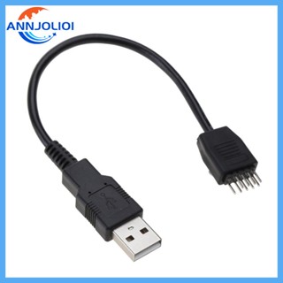 Ann เมนบอร์ดสายเคเบิล 9-Pin USB Type A ตัวผู้ เป็น USB ตัวผู้ 7 8 นิ้ว